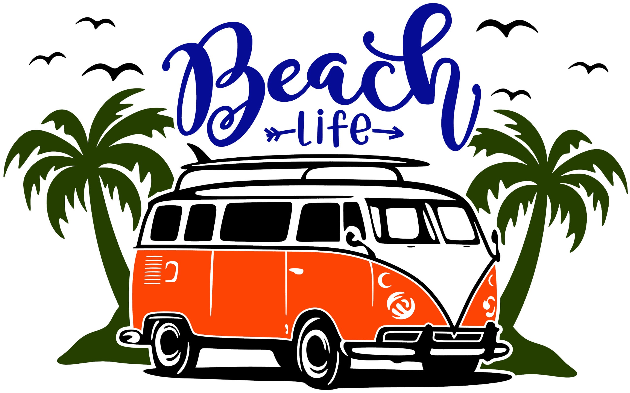 Beach Life Retro Van Iron On Transfer #3