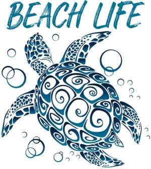 Beach Life Sea Turtle Iron On Transfer #1