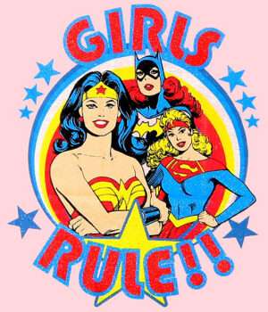 Girls Rule Superheros Batgirl, Supergirl, and Wonder Woman Iron On Transfer #2