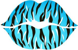 Blue Animal Print Lips Iron On Transfer #5