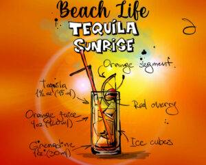 Beach Life Tequila Sunrise Iron On Transfer #3