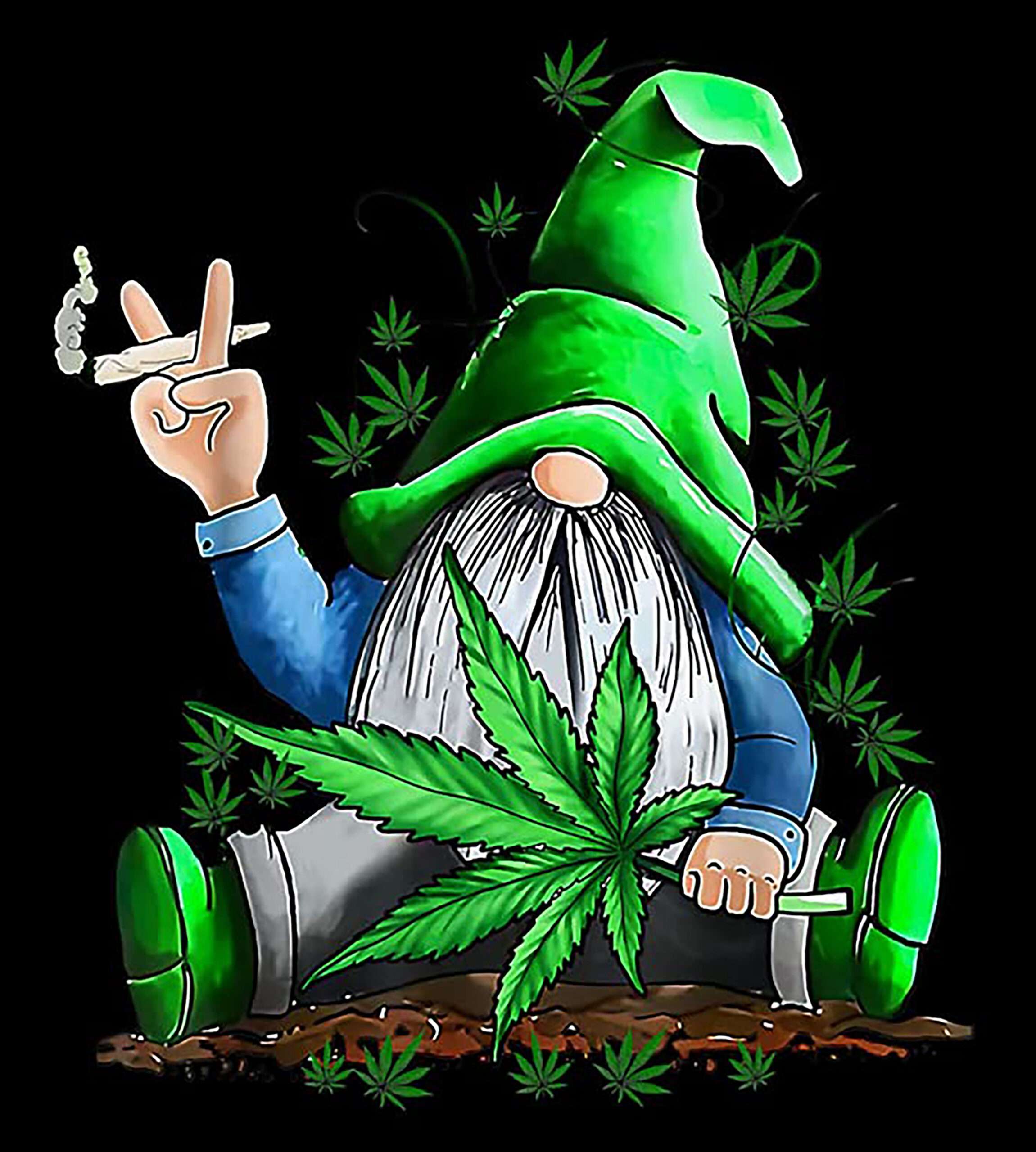 Marijuana Smoking Gnome Iron On Transfer #7
