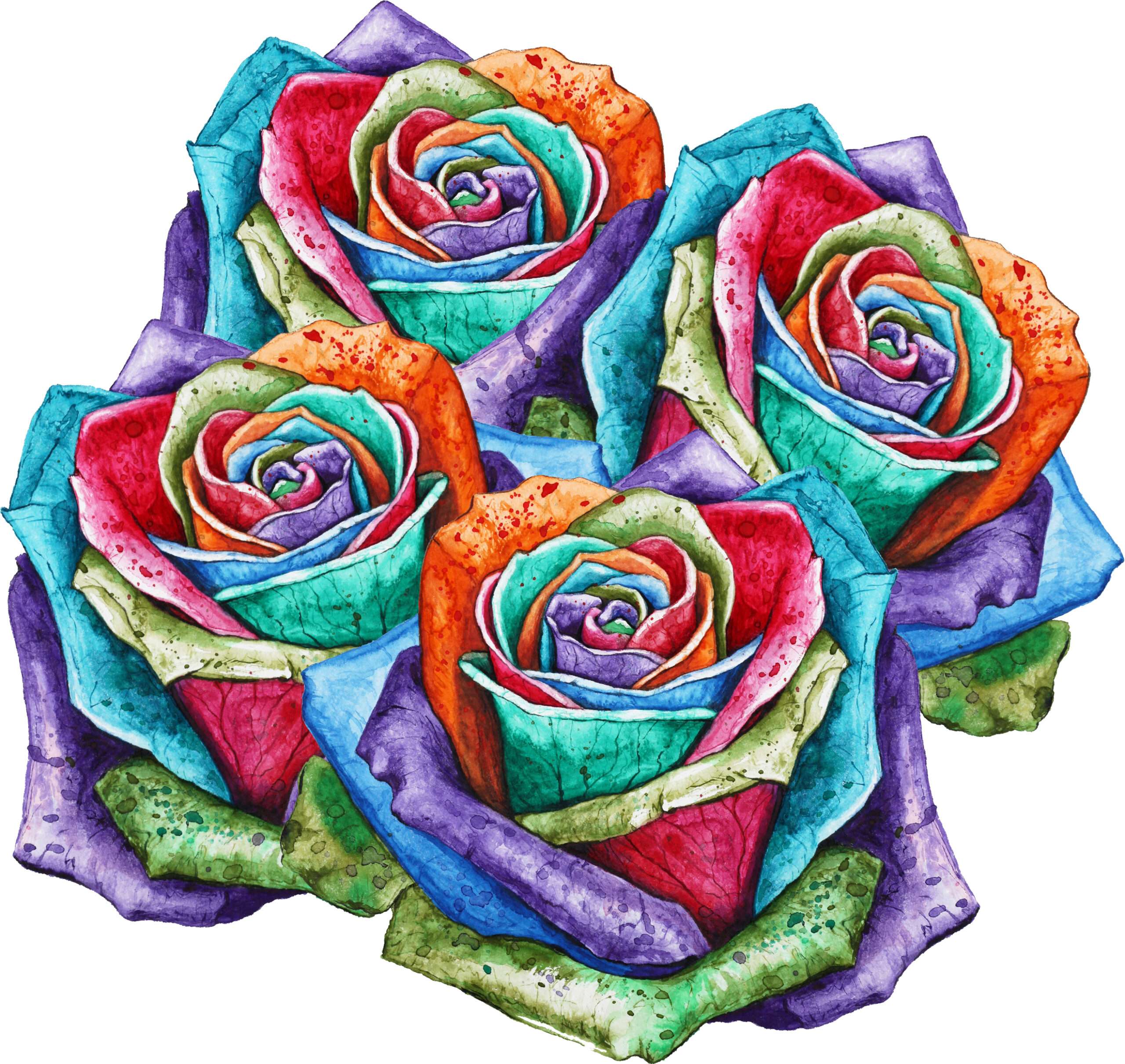 Colorful Rose Flowers Iron On Transfer #6