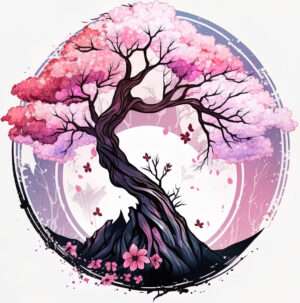 Oriental Cherry Blossom Tree Of Life Iron On Transfer #12