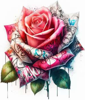 Graffiti Rose Iron On Transfer #12