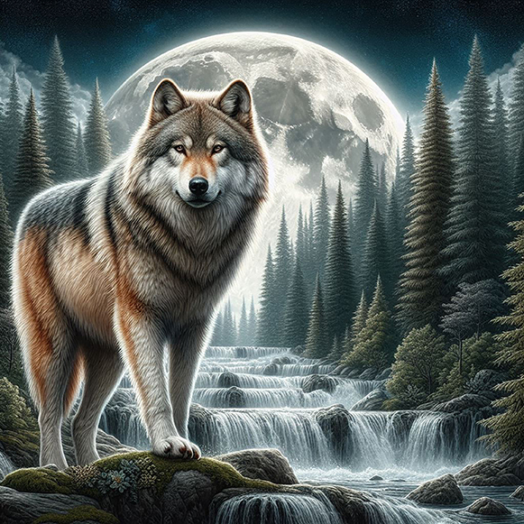 Wolf At Night Iron On Transfer #6