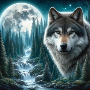 Wolf At Night Iron On Transfer #7