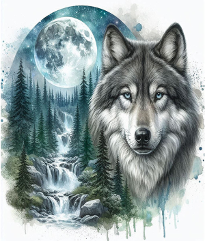 Wolf At Night Iron On Transfer #8